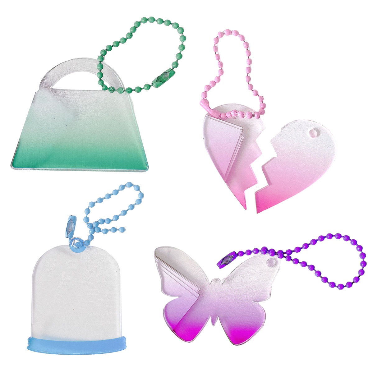 40PCS Acrylic Blanks with Colorful Bead Chain, Clear Gradient Acrylic ...