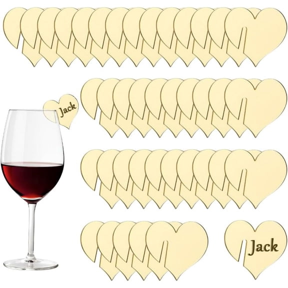 40PCS Acrylic Drink Tags Heart Shape Party Drink Glass Tag Blank Acrylic Tags Golden Goblet Marker Acrylic Wine Glass Name Tags for Home Festival Christmas Party Decoration