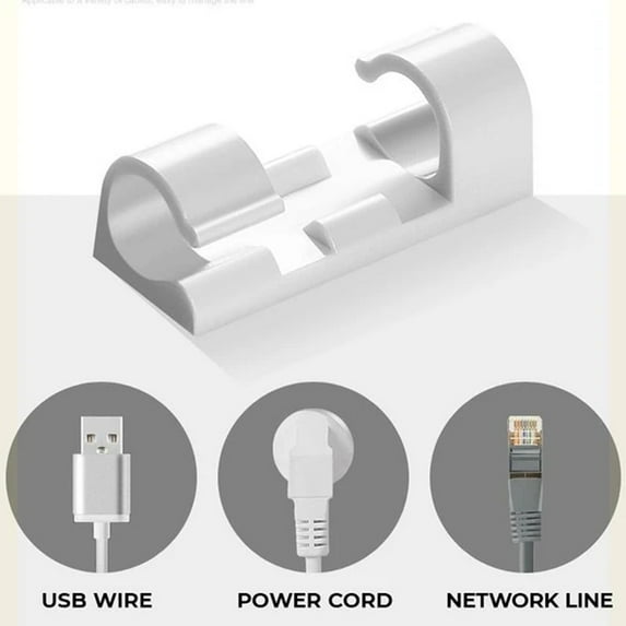 40PCS Adhesive Cable Clips Clear - Upgraded Wire Holders for Wall, Strong Cord Organizer Under Desk, Car, PC, Christmas Light Indoor/Outdoor