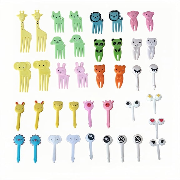 40PCS Animal Fruit Food Picks Bento Box Mini Cartoon Toothpicks Reusable Lunch Forks Fun Cute Toothpicks