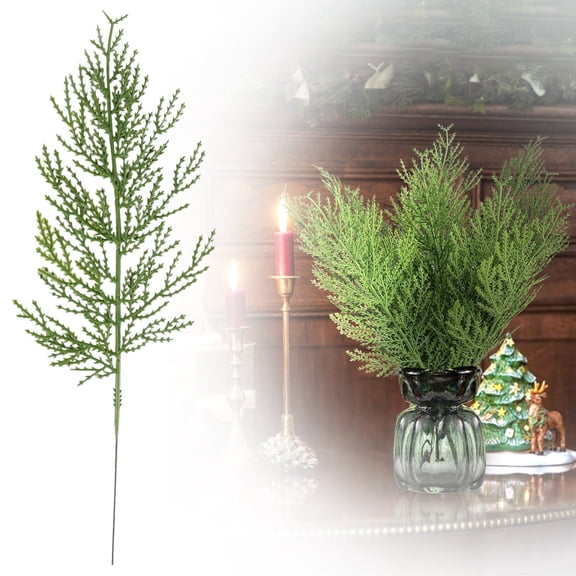 40PCS Artificial Norfolk Cedar Sprigs - 14in Faux Pine Branches Greenery Stems for Christmas Tree Decoration, Holiday DIY Wreaths, Crafts & Floral Arrangements