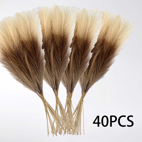 40PCS Artificial Pampas Grass Decor – 21.65" Fluffy Bohemian Reed Stems for Wedding, Home, Vase Arrangement (Hypoallergenic, No Shedding)