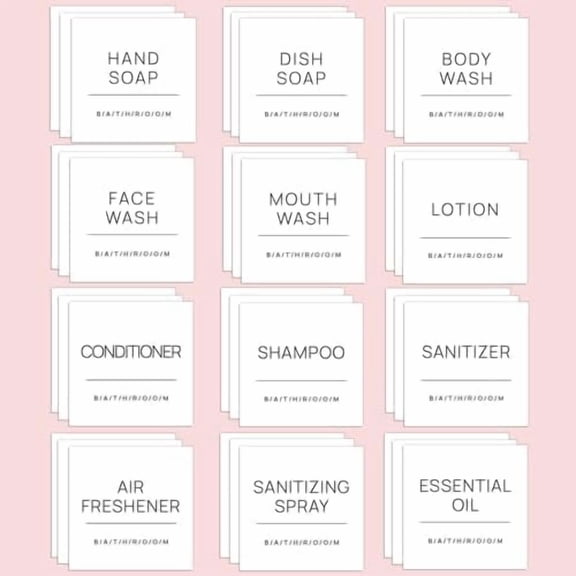 40PCS Bathroom Labels for Bottles, Hand Soap Dish Soap Shampoo and Conditioner Dispenser Stickers, Waterproof Oil Resistant Labels for Bathroom Organizing (with DIY Blank Labels)