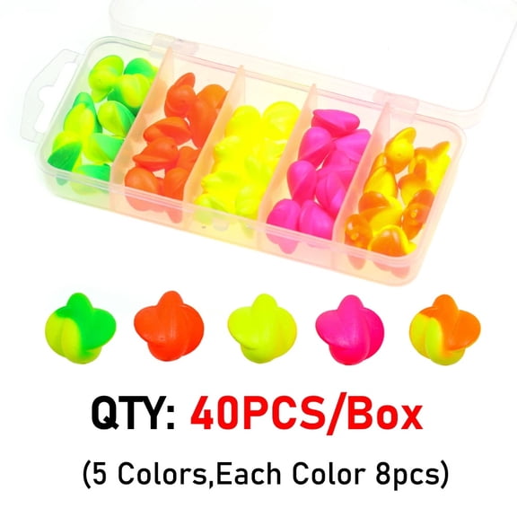 40PCS/Box Fishing Foam Float Buoys Walleye Spin Floats Strike Indicator Saltwater/Pompano Rigs Surf Fishing 5 Colors Assorted