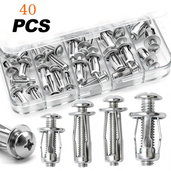 40PCS Button Rivet Locking Nuts Set, Carbon Steel Threaded Insert Fasteners for Sheet Metal Repair, Reinforcement & DIY Projects