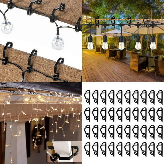 40PCS Christmas Light Clips Outside, Christmas Hooks Hanger for Outside String Lights, Tree Hanging Hooks for Outdoor Decoration String Lights