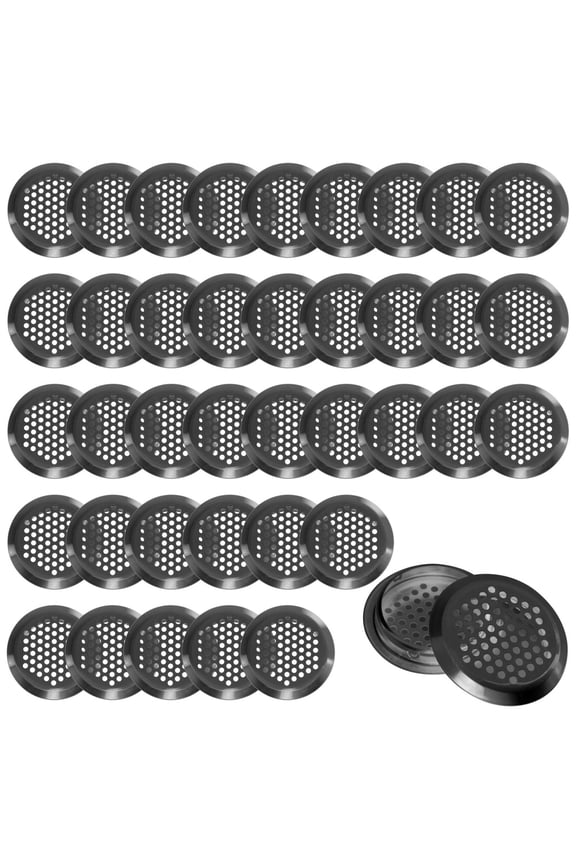 40PCS Circular Air Vents, 2" Round Soffit Vents, Stainless Steel Mesh Hole Louvers, Black Circular Soffit Vents for Kitchen Bathroom Cabinets, Wardrobes, Shoe Cabinets