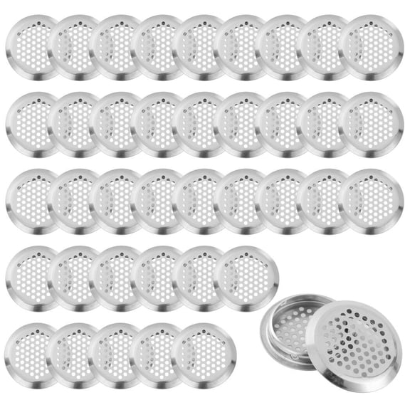 40PCS Circular Air Vents, 2" Round Soffit Vents, Stainless Steel Mesh Hole Louvers, Silver Circular Soffit Vents for Kitchen Bathroom Cabinets, Wardrobes, Shoe Cabinets