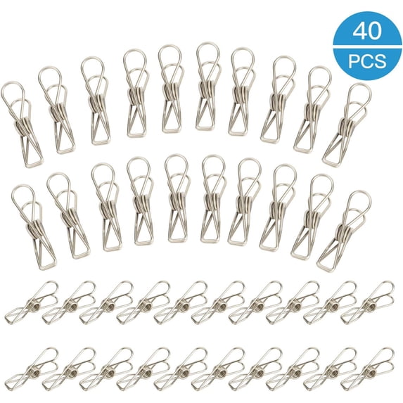 40PCS Clothes Pins Clips Heavy Duty Outdoor Clothespins for Hanging Laundry Clothes Snack Food Bag, 2 Sizes