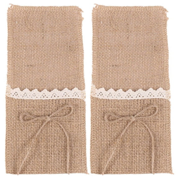 40PCS Country Wedding Table Silverware Holder Natural Burlap Cutlery Pockets Fork Pockets Rustic Wedding Decoration,40 x Knife and fork bag,Khaki
