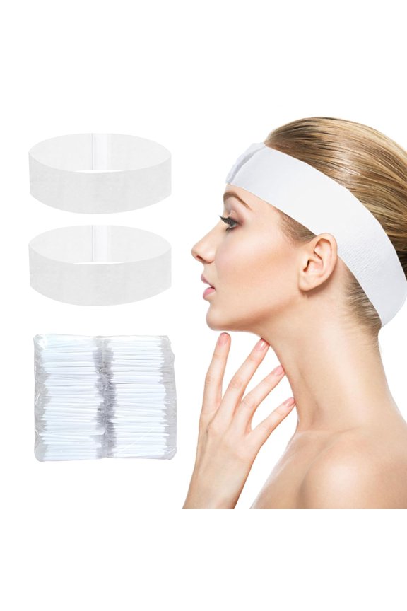 40PCS Disposable Headbands for Spa & Facials, Professional Elastic Facial Estheticians Home Skincare - Soft Adjustable Magic Tape Hair Band
