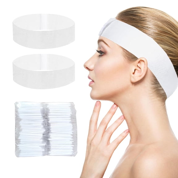 40PCS Disposable Headbands for Spa & Facials, Professional Elastic Facial Estheticians Home Skincare - Soft Adjustable Magic Tape Hair Band