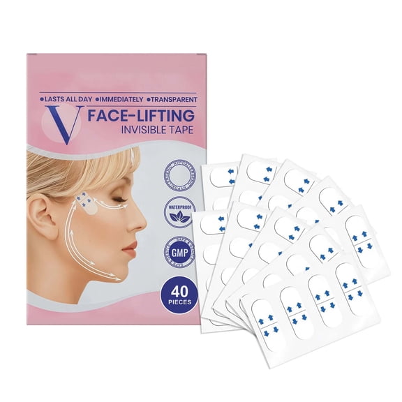 40PCS Face Tape Lifting Invisible for Instant Face Lifting, V-shaped Face Lift Tape Invisible for Double Chin, Jowls & Neck, Ultra Thin Waterproof Face Lifting Tape for Makeup & V Shape Contour