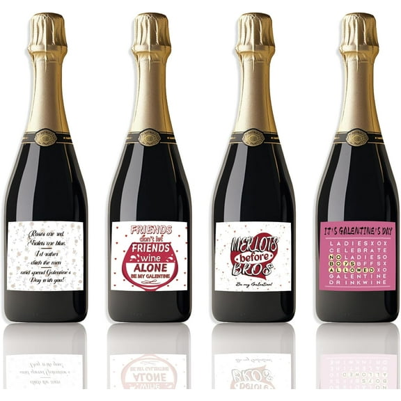 40PCS Friendship Text Wine Bottle Champagne Label Stickers Pink Coated Paper Adhesive Label Wine Bottle Champagne Decorations for Anniversary Birthday Tea Party Girls' Party Favors