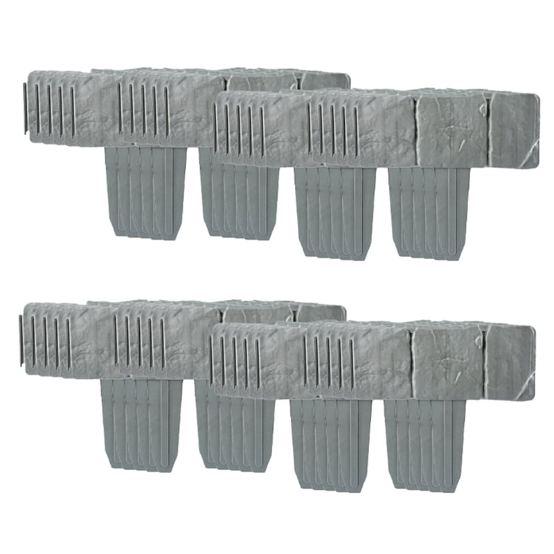 40PCS Garden Fence Imitation Stone Plant Support Stake Outdoor Landscape Edging Decorative Border,A PVC Imitation Stone Gray