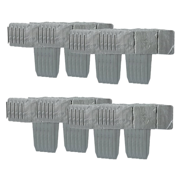 40PCS Garden Fence Imitation Stone Plant Support Stake Outdoor Landscape Edging Decorative Border,A PVC Imitation Stone Gray