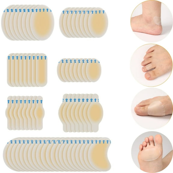 40PCS Gel Blister Bandages for Feet Variety Hydrocolloid Blister Cushions Pads for Feet Prevention Adhesive Waterproof Bandages for Fingers Toes Heel