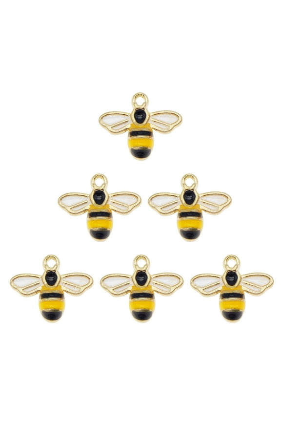 40PCS Gold Mini Bee Charms 14x12mm Enamel Honeybee Pendant for Jewelry Necklace Earrings DIY Making Accessories