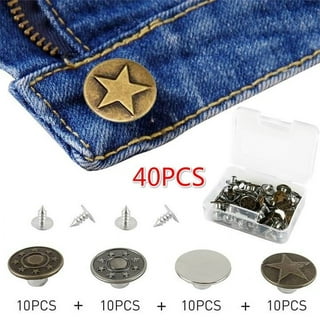 20 Pieces Jeans Button Tack Buttons Snap Fastener Press Studs Metal  Replacement Kit with Storage Box, Diameter 17MM(0.67 Inch) (Style 3)