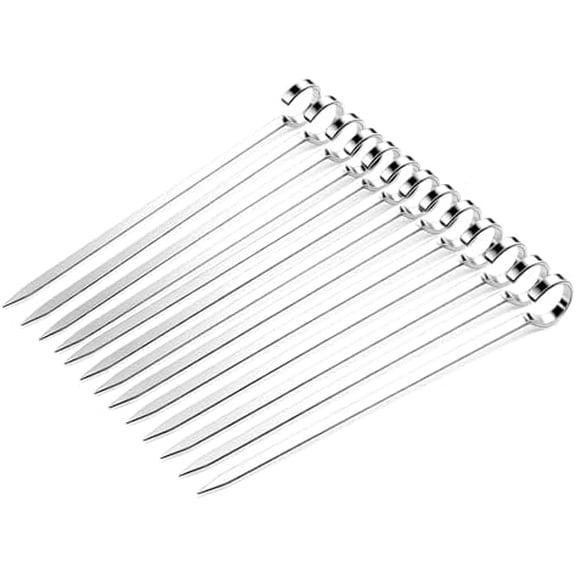 40PCS Kabob Skewers Flat Metal BBQ Barbecue Skewer 7" short Stainless Steel Shish Kebob Sticks Wide Reusable Grilling Skewers Set for Meat Shrimp Vegetable, Set of 40 with box (4.75inch 40PCS)
