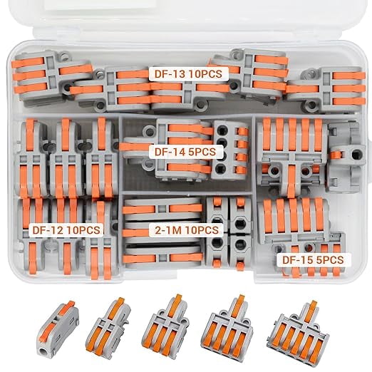 MTUERANC Lever Wire Nuts - Quick-Connect Electrical Connectors, 5-in & 5-out, Reusable, 28-12 AWG (Pack Of 5)