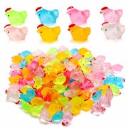 40PCS Luminous Mini Chicken, Resin Miniature Animals, Tiny Chickens Miniature Glow in The Dark for Dollhouse, Micro Landscape, Home Outdoor Party Decor