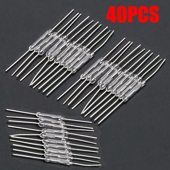 40PCS Magnetic Glass Reed Switch 2x14mm Normally Open N/O 2-Pin Low Voltage Reed Switches Magnetic Induction Switch