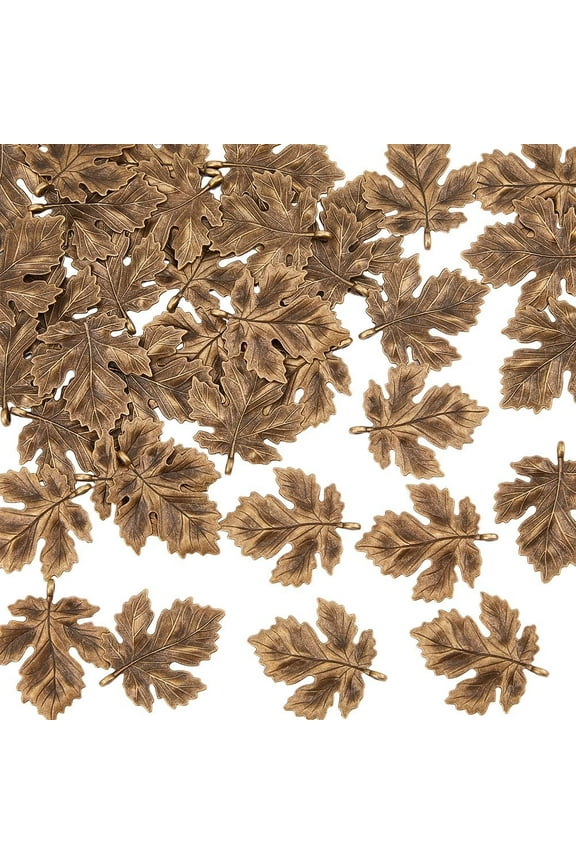 40PCS Maple Leaf Charms Alloy Maple Leaf Pendant Charms Large Bronze Enamel Leaves Dangle Charms Fall Enamel Leaf Pendants