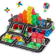 40PCS Mini Magnetic Tiles Track Set, Compact Portable Building Playset with Durable Metal Storage Tin for Daily Kids Play