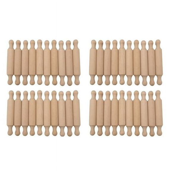 40PCS Mini Rolling Pins for Crafts, Small Wooden Dough Roller for Children in the Kitchen Baking Wooden Tiered Tray