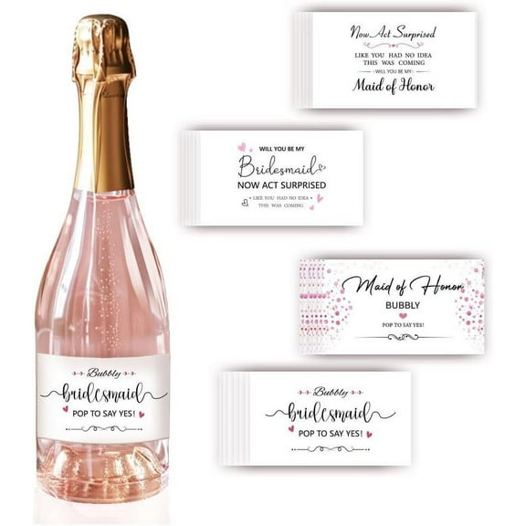 40PCS Mini Wine Bottle Labels 4 Styles Love Text Wine Bottle Labels Now Act Surprised Maid of Honor Wine Bottle Sticker