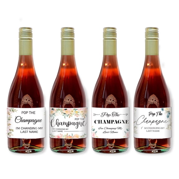 40PCS Mini Wine Bottle Labels 4 Styles Rectangle Wine Label Watercolor Flowers Text Champagne Bottle StickerDIY