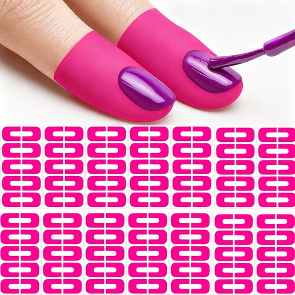 40PCS Nail Polish Protector for Finger, Gel Nail Sticker, UV Finger Protection Cuticle Protector Tape for Nail Painting, U-Shaped French Tip Nail Art Accessories DIY, Pink