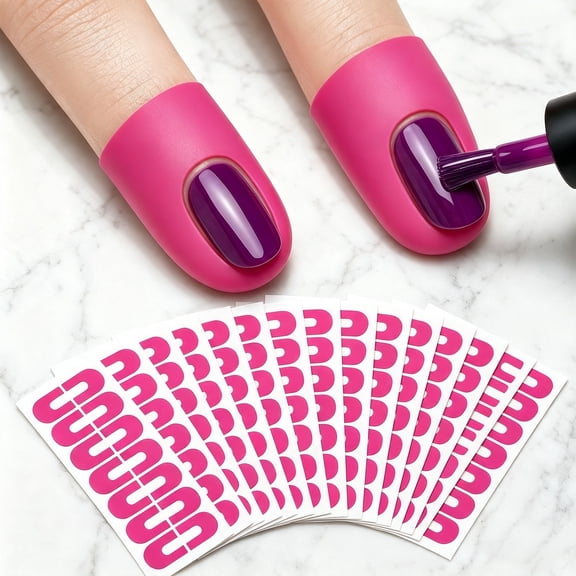 40PCS Nail Polish Protector for Finger, Gel Nail Sticker, UV Finger Protection Cuticle Protector Tape for Nail Painting, U-Shaped French Tip Nail Art Accessories DIY, Pink