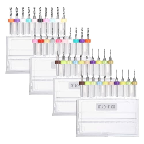 40PCS PCB Drill Bits from 0.1mm-3.0mm  Drill Bits Set, Spiral Flute Carbide Print Circuit Board Small Drill Bit Set, Mini Drill Bit for Jewelry CNC Engraving/Metal Stone