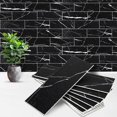 thumbnail image 1 of 40PCS Peel and Stick Backsplash, 3" x 9" SPC Subway Tiles, Upgraded Structured Soft Glossy Black Marquina with White Grout Backsplash Stick on Tile for Kitchen, Bathroom, Fireplace, RV, 1 of 14