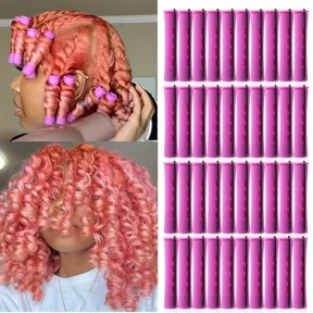 LUIFAC Professional ABS Self-Holding Hair Roller, 40 Piece Set, 4 Sizes, Create Natural Waves and Curls, Purple