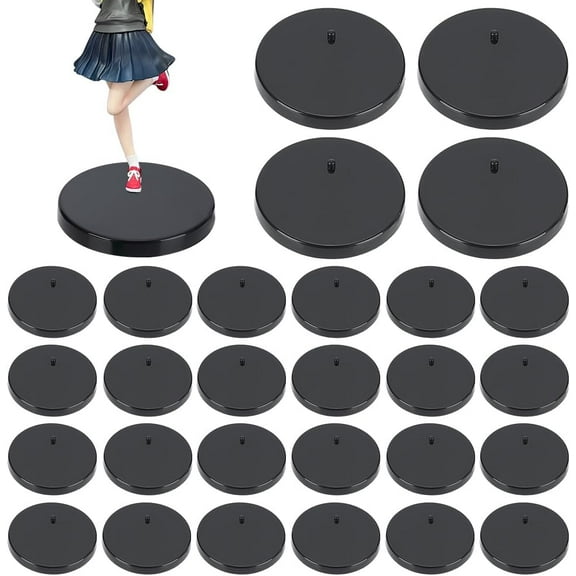 40PCS Plastic Action Figure Display Stands 1.9 Inch Black Model Display Support Stand with Pegs Flat Round Display Base Support Stands Bases for Action Figures Models
