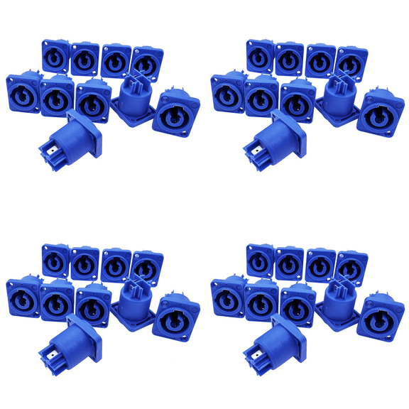 40PCS Powercon Connector 3 Pins 20A 250V Power Speaker Panel Socket Female for LED Screen Stage Lighting,Blue