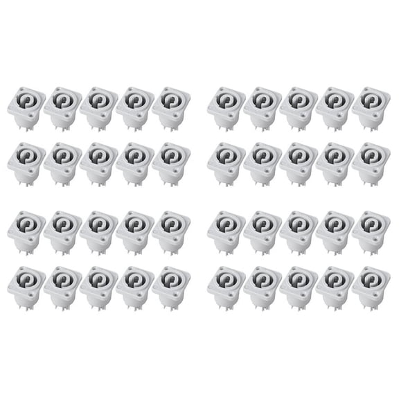 40PCS Powercon Connector 3 Pins 20A 250V Power Speaker Panel Socket Female for LED Screen Stage Lighting,Grey