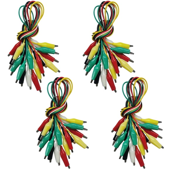 40PCS Premium Alligator Clips Electrical, Crocodile Cable, Test Leads with Power Probes, 5-Color Dual Ended Jumper Wires with Alligator Clip for Multimeter, Electric Experiments, Circuit Connection
