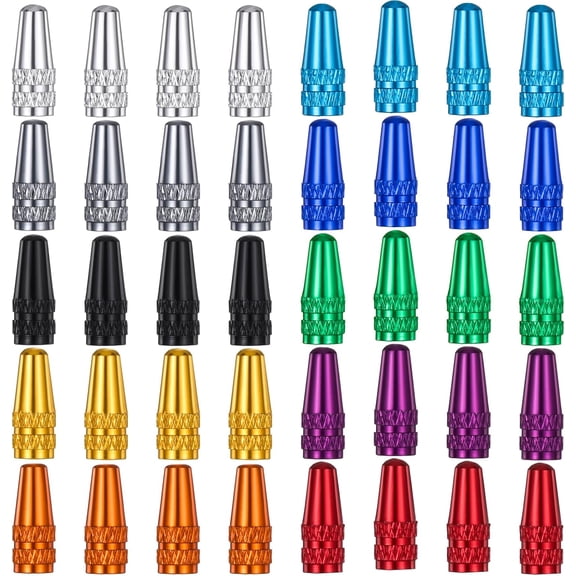 40PCS Presta Valve Caps, Aluminum Bike Valve Caps For Mountain Road Racing Bikes French Valves, Rocket Style