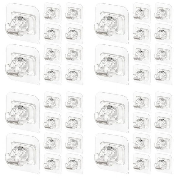 40PCS Self Adhesive Curtain Rod Holders No Drill Curtain Rods Brackets No Drilling Nail Free Adjustable Hooks -2