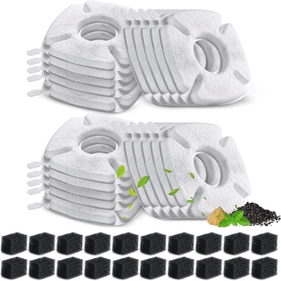 40PCS/Set Cat Water Fountain Filter, Compatible with veken /Ophanie 95oz/2.8L Pet Fountain Replacement Filters, 20 Sponges and 20 Water Fountain Filters for Cat Fountain Dog Water Bowl Dispenser