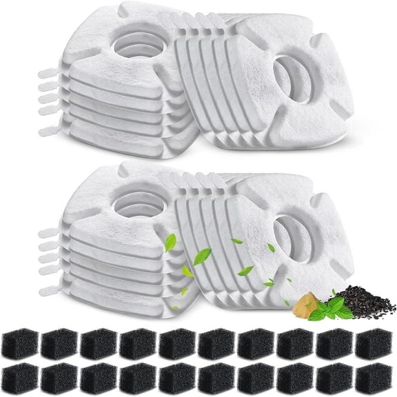 40PCS/Set Cat Water Fountain Filter, Compatible with veken /Ophanie 95oz/2.8L Pet Fountain Replacement Filters, 20 Sponges and 20 Water Fountain Filters for Cat Fountain Dog Water Bowl Dispenser
