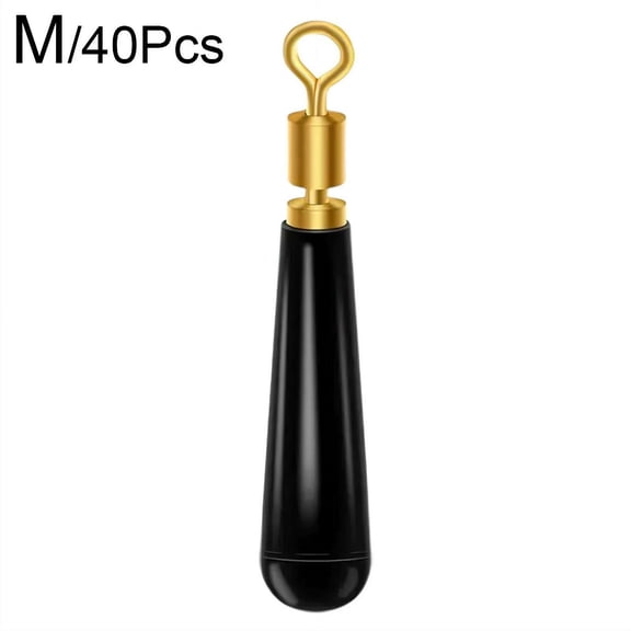 40PCS Silicone Fishing Floats Seat Swivel Copper Head Fishing Bobber Float Fast Link Single Hook Sub-Line Clamp Connector for Fishing Outdoor - Size M