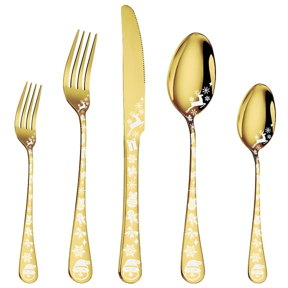 40PCS Silverware Set, Service for 5 Stainless Steel Flatware Cutlery Set Kitchen Utensil Set for Home and Restaurant Include Knife Fork Spoon Set Dishwasher Safe Gold