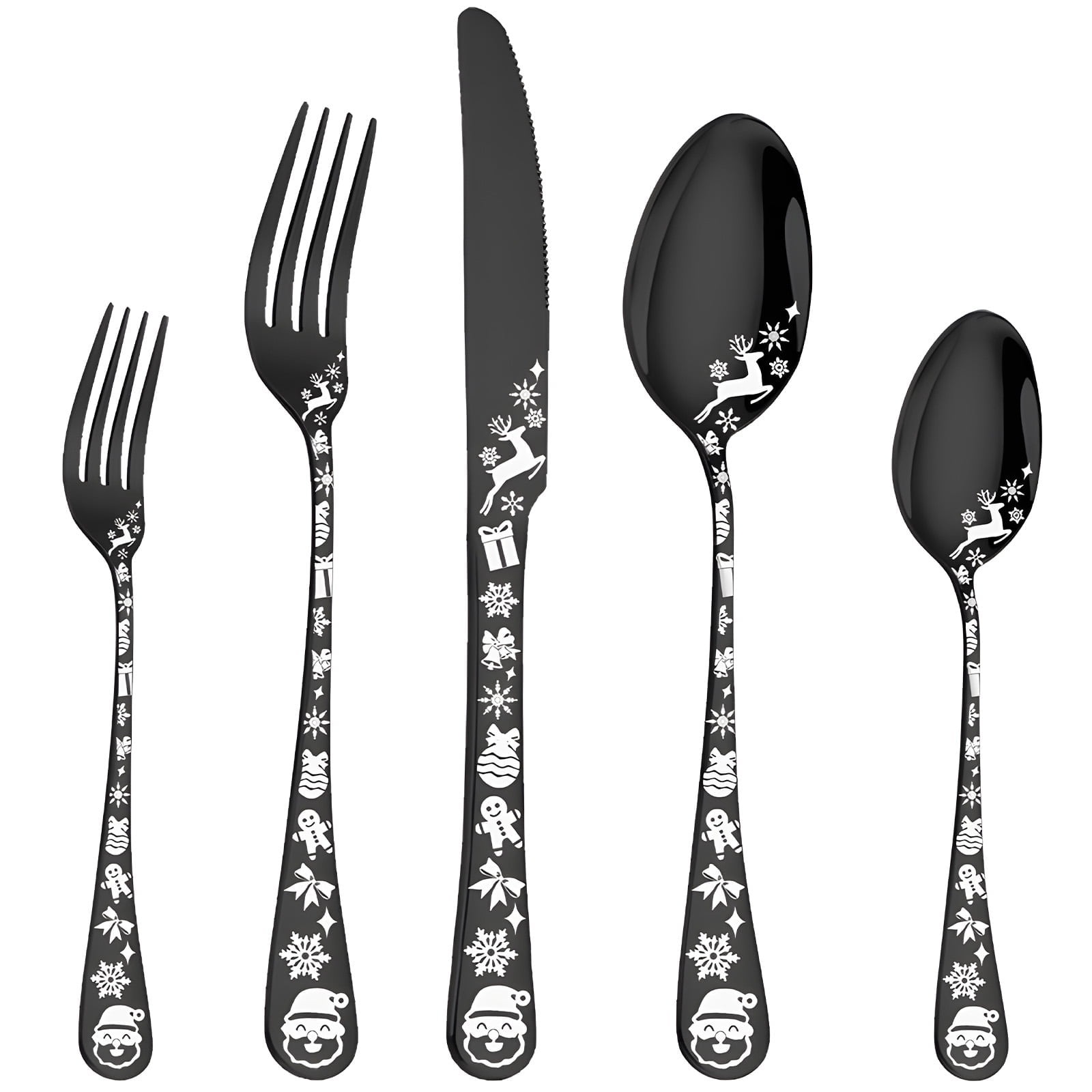 40PCS Silverware Set, Service for 5 Stainless Steel Flatware Cutlery Set Kitchen Utensil Set for Home and Restaurant Include Knife Fork Spoon Set Dishwasher Safe Black