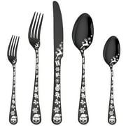 40PCS Silverware Set, Service for 5 Stainless Steel Flatware Cutlery Set Kitchen Utensil Set for Home and Restaurant Include Knife Fork Spoon Set Dishwasher Safe Black