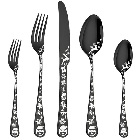 40PCS Silverware Set, Service for 5 Stainless Steel Flatware Cutlery Set Kitchen Utensil Set for Home and Restaurant Include Knife Fork Spoon Set Dishwasher Safe Black